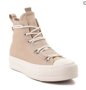 Converse Chuck Taylor All Star Hi Lift Sneaker Khaki White Size 8 Womens NEW